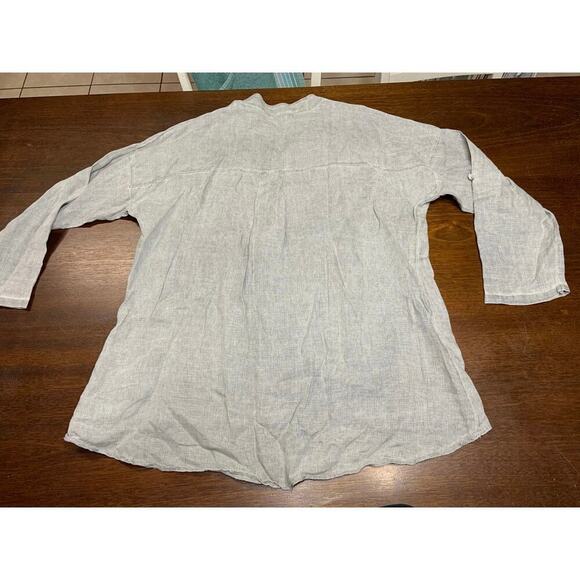 Linen Lagenlook Resort Beach Cottagecore Spring Top Women XL Neutral Italy Light - Picture 4 of 7